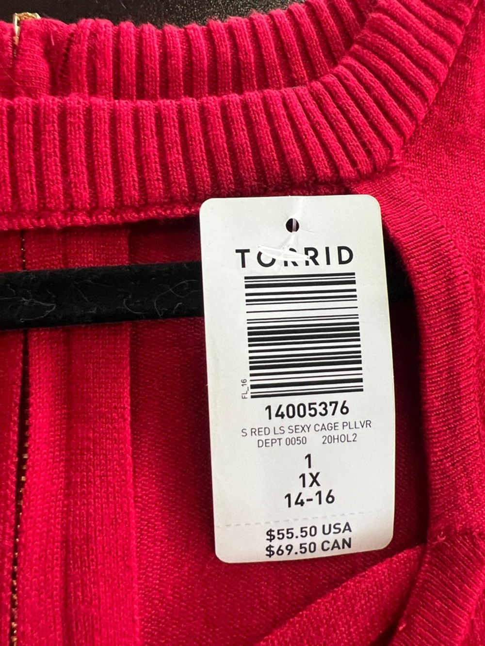 torrid Red Crisscross V-Neck Long Sleeve Sweater - Picture 2 of 7